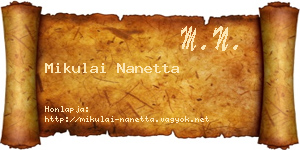 Mikulai Nanetta névjegykártya